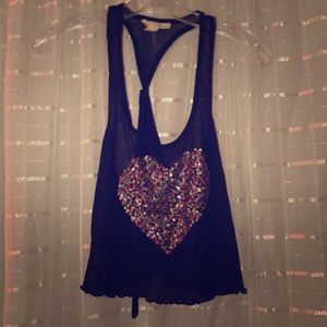 Sequined heart tank top